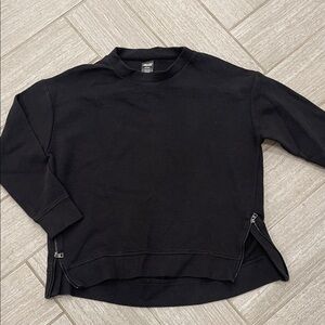 Black Pullover Sweater with Side Zippers